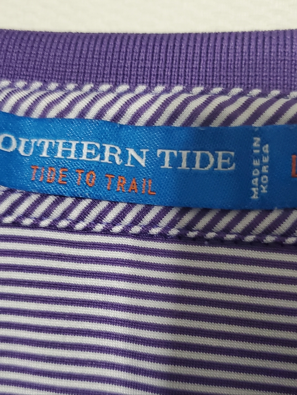 Southern Tide Purple Striped Golf Polo Shirt Large - Picture 6 of 9